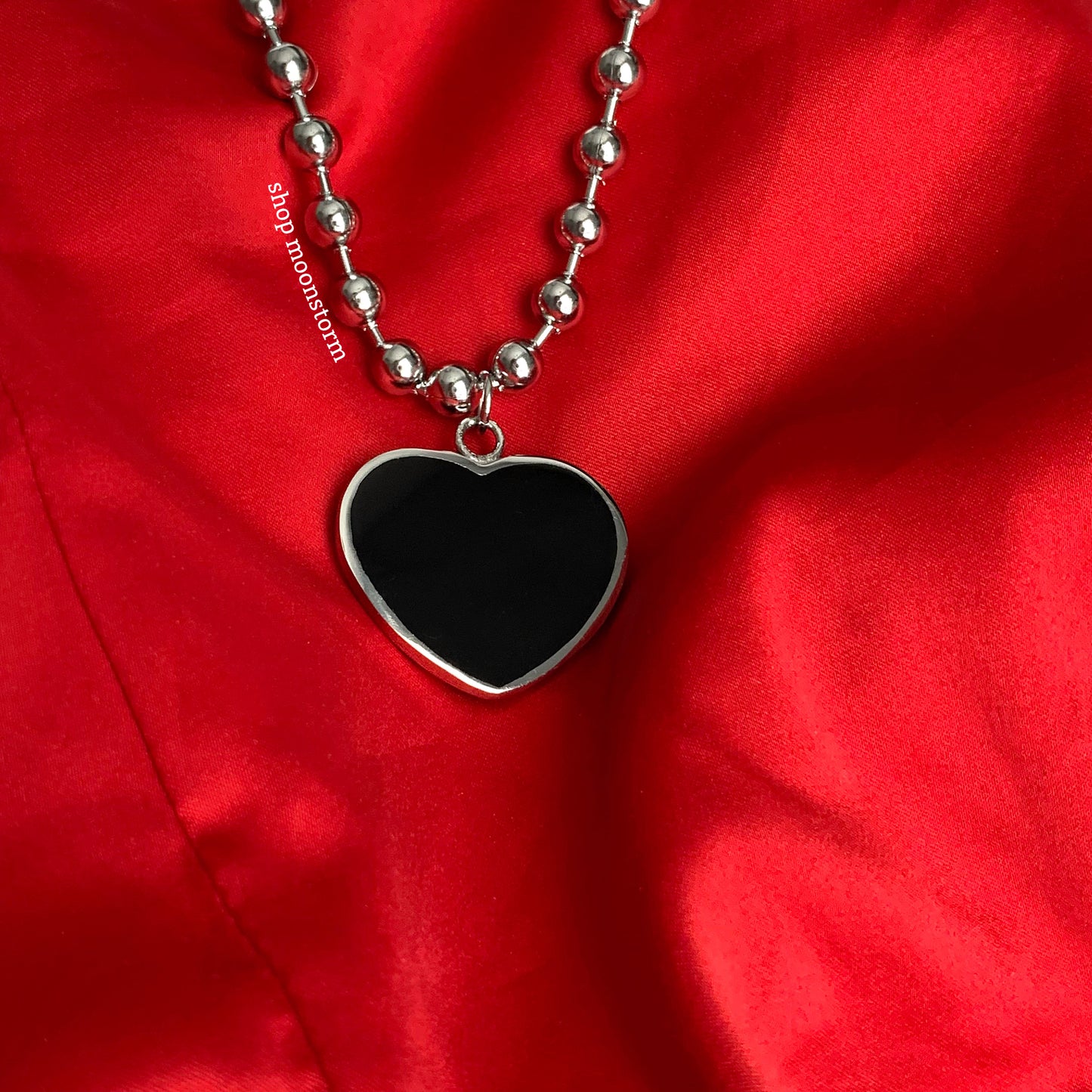 Reversible Black Heart Ball Chain Necklace