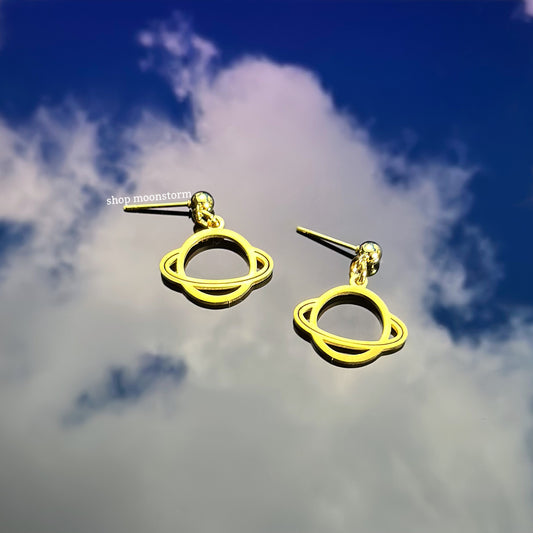 Gold Rings of Saturn Stud Earrings
