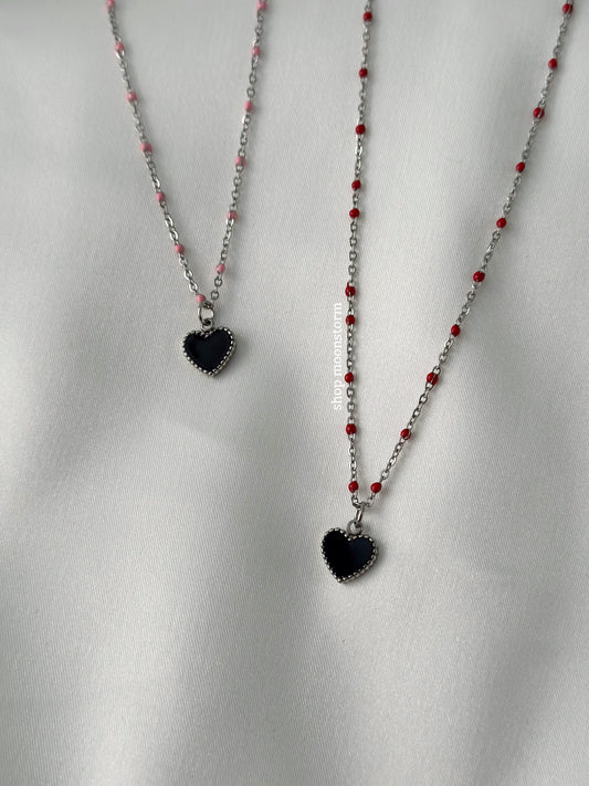 Black Heart Beaded Necklace (Limited Edition)
