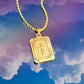 Gold Rectangle Cross Necklace