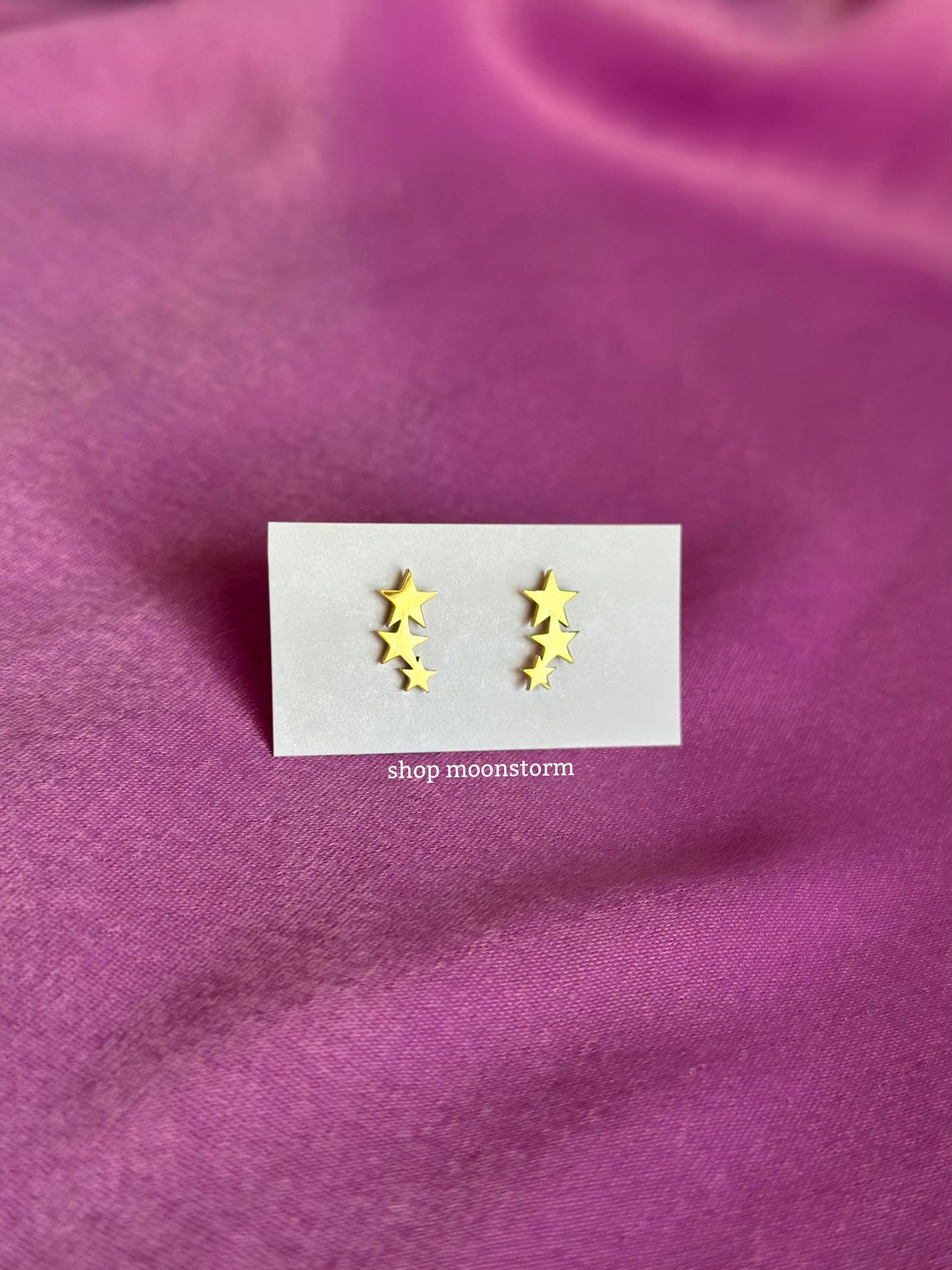 Gold Triple Star Stud Earrings