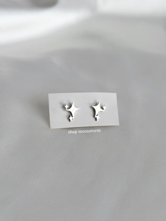 Silver Sparkle Stud Earrings
