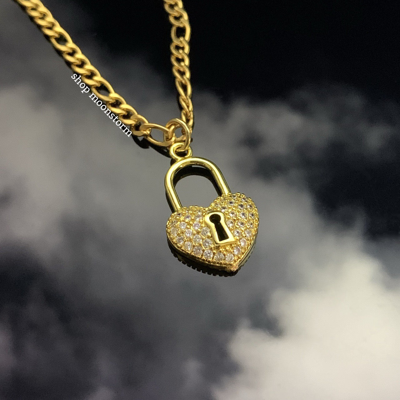 CZ Gold Heart Locket Necklace