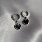 Black Heart Hoop Earrings