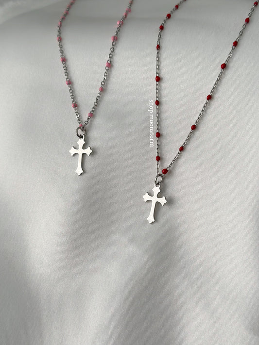 Goth Cross Beaded Necklace (Limited Edition)