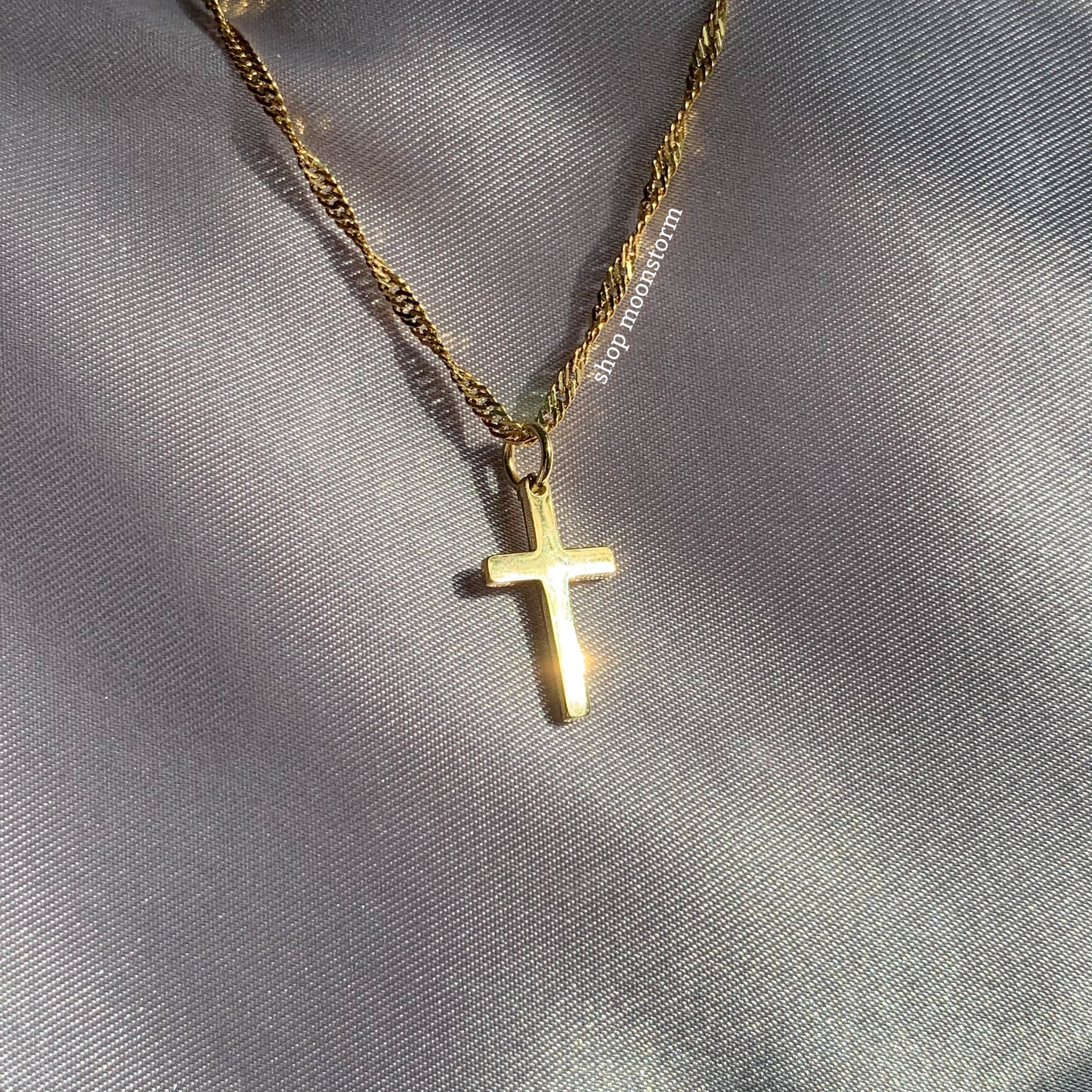 Reversible Gold Crystal Cross Necklace
