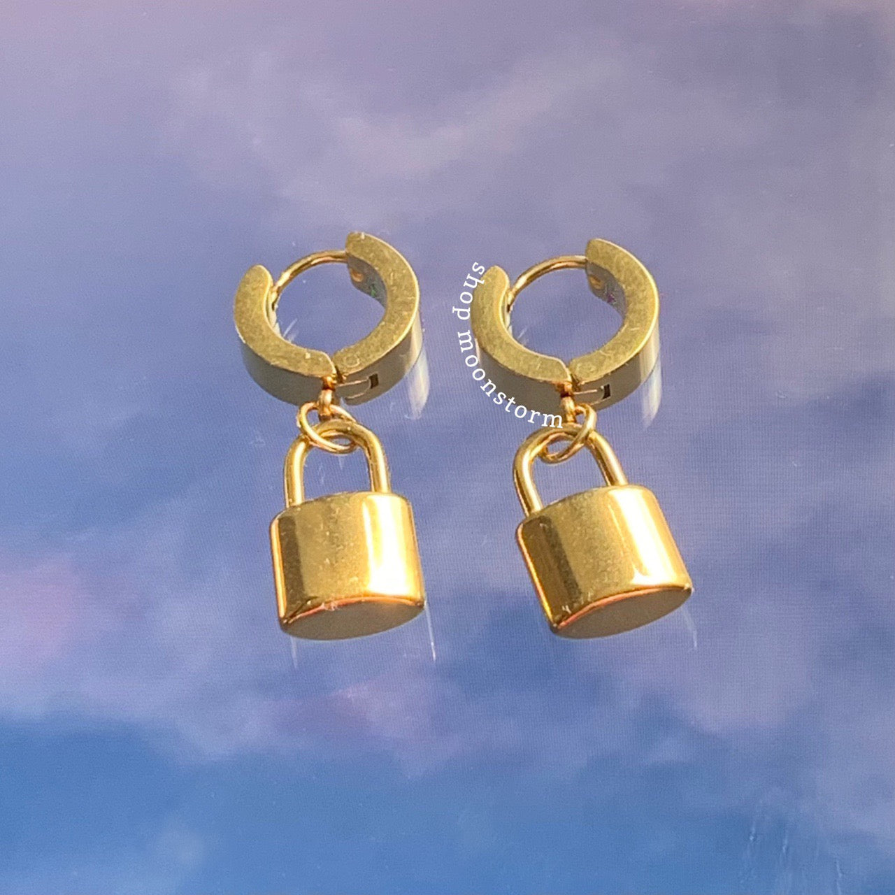 Gold Lock Hoop Earrings