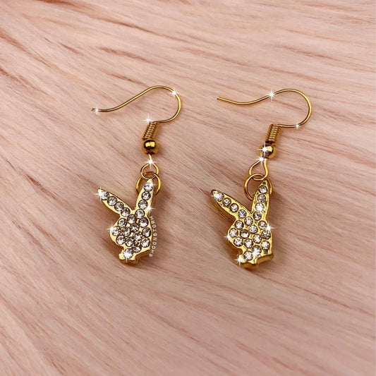 Gold Dazzle Bunny Earrings
