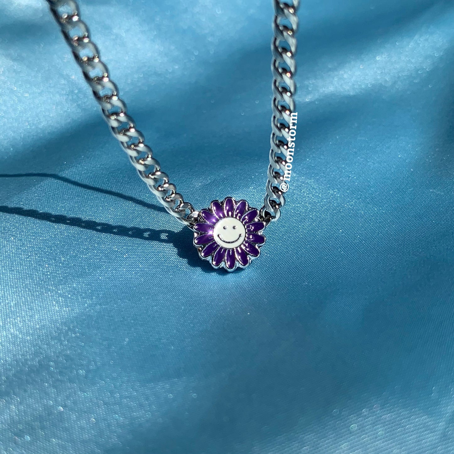 Purple Happy Sunflower Necklace