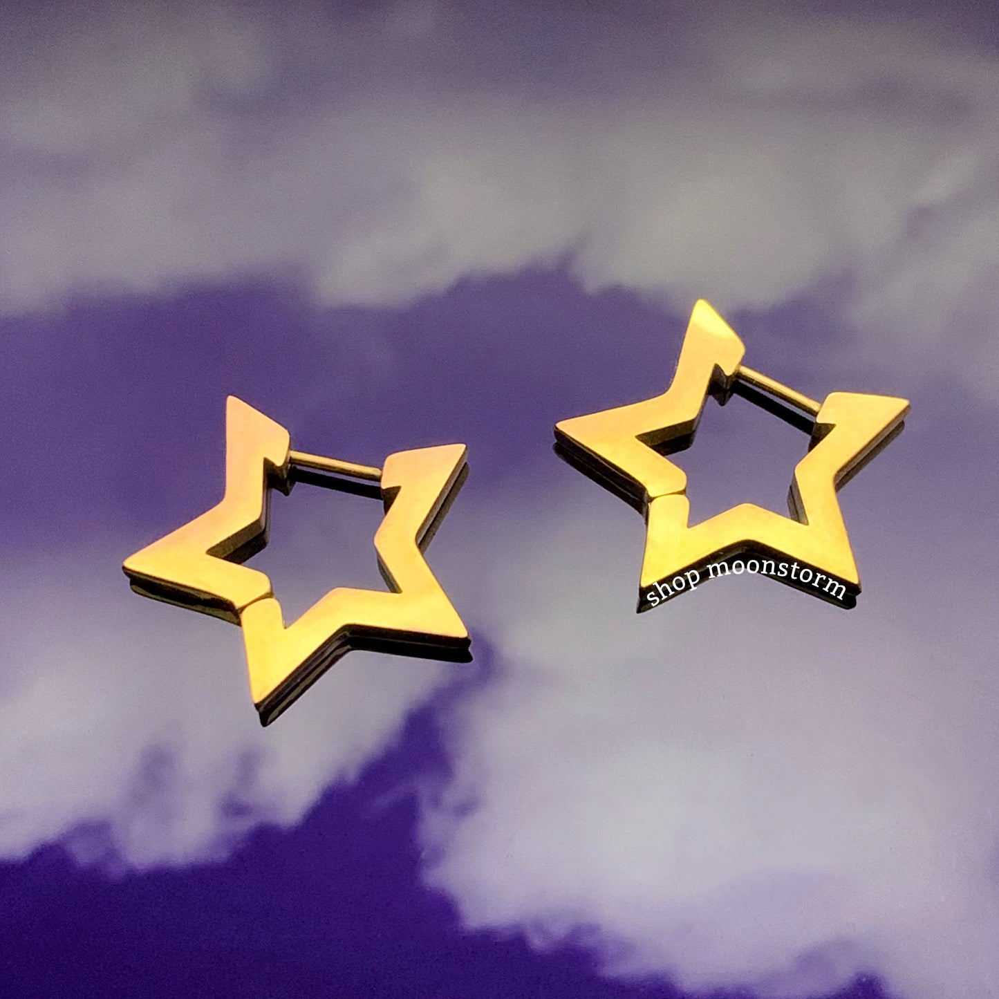 Star Hoop Earrings (Gold Version)